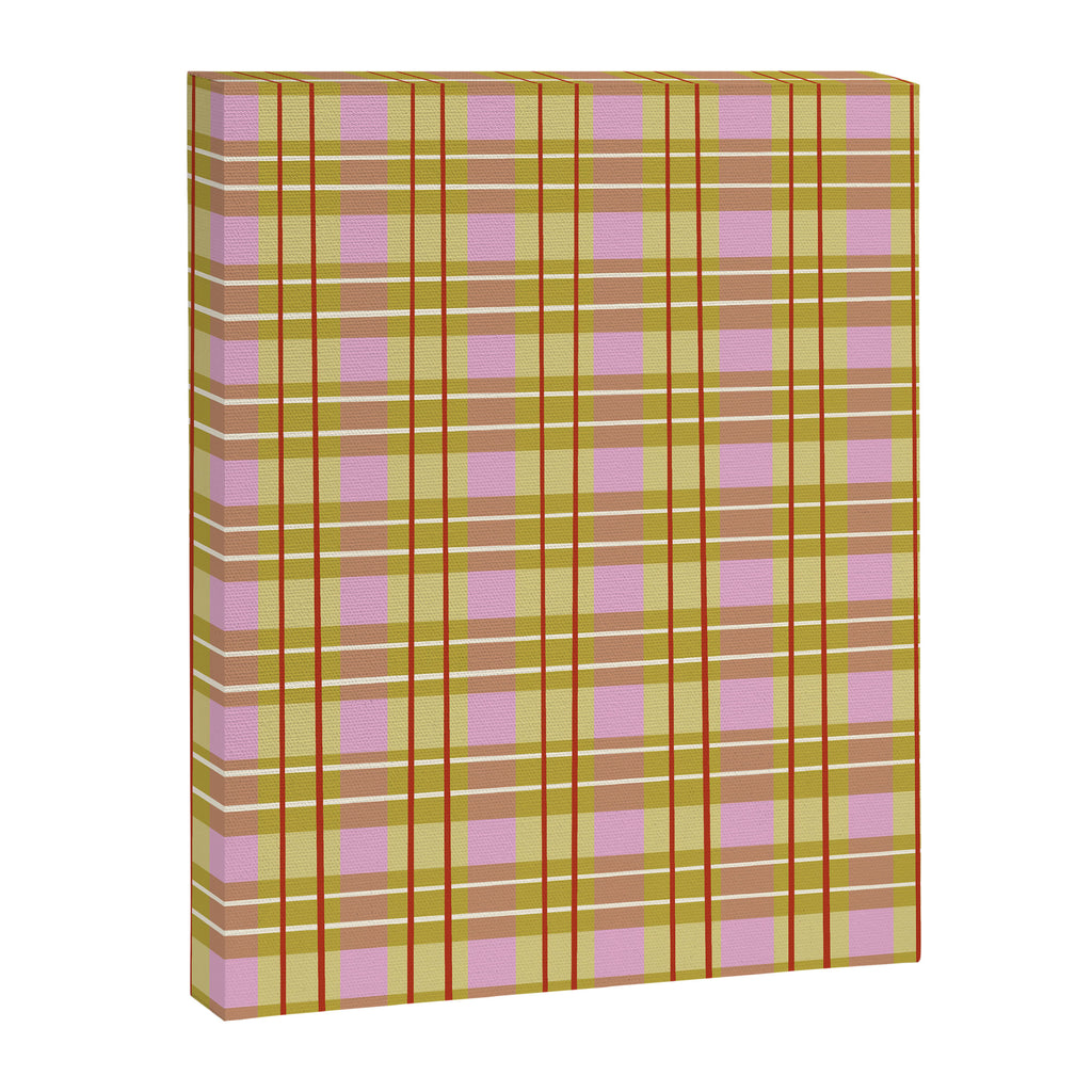 Modern Pastel Plaid Pattern  Soft Pink Olive and Beige Tartan Canvas Print Gallery Image 8