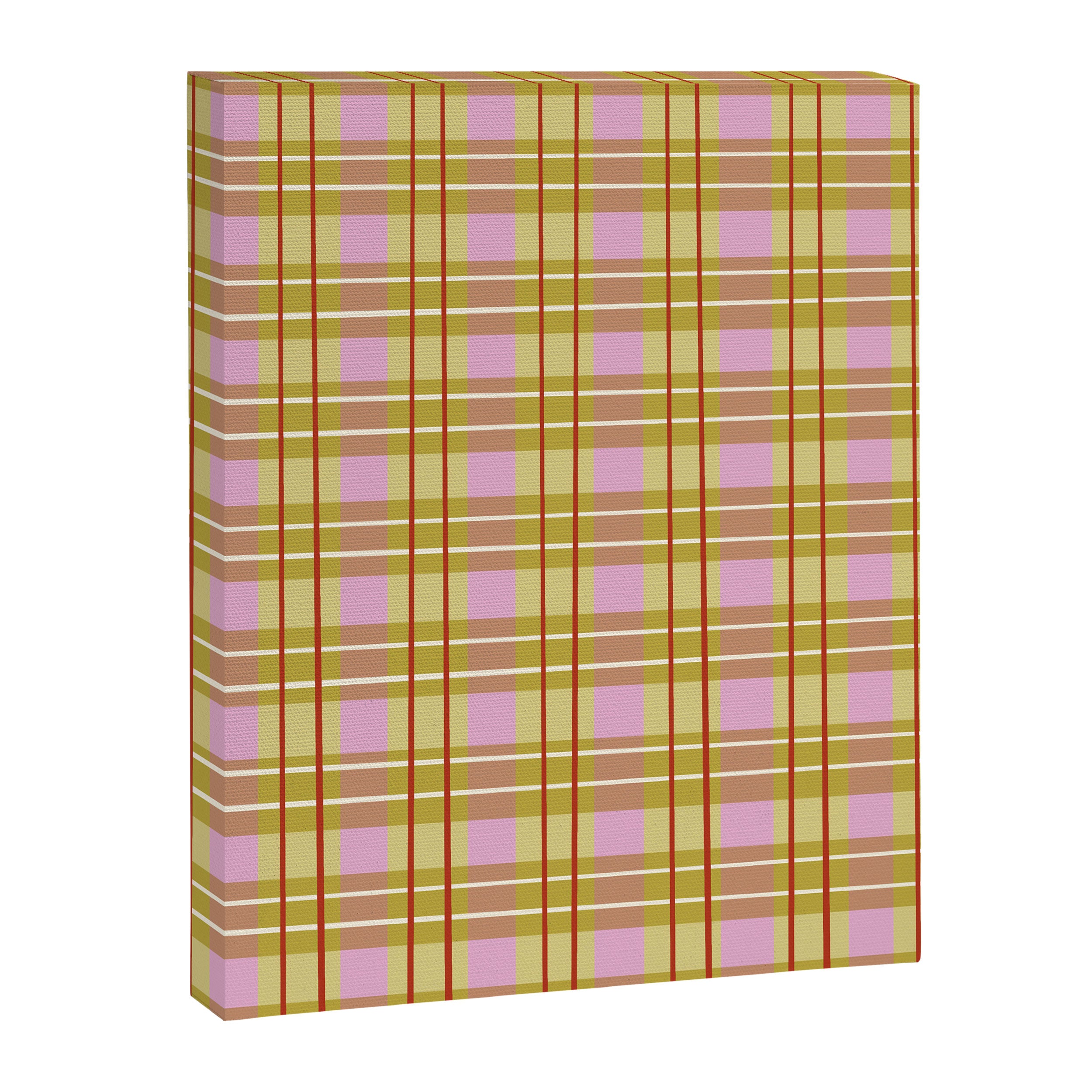 Modern Pastel Plaid Pattern  Soft Pink Olive and Beige Tartan Canvas Print Gallery Image 8