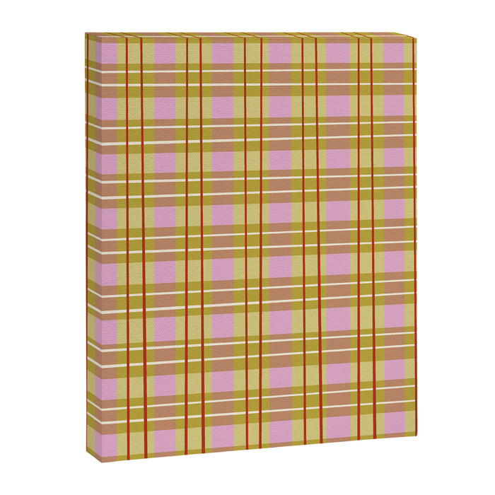 Modern Pastel Plaid Pattern  Soft Pink Olive and Beige Tartan Canvas Print Gallery Image 1