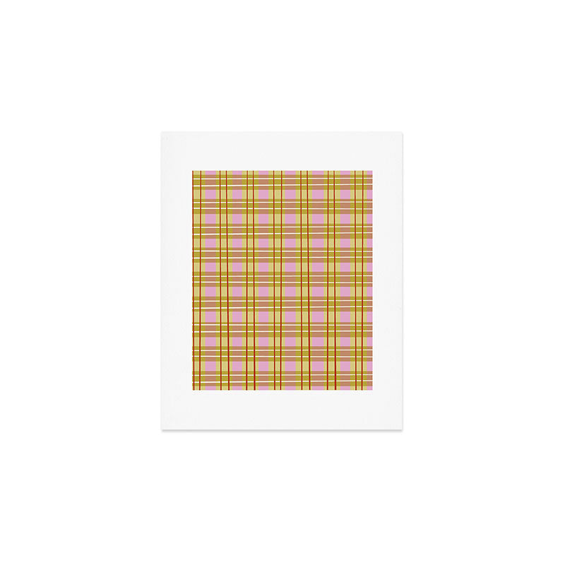 Modern Pastel Plaid Pattern  Soft Pink Olive and Beige Tartan Art Print Gallery Image 1