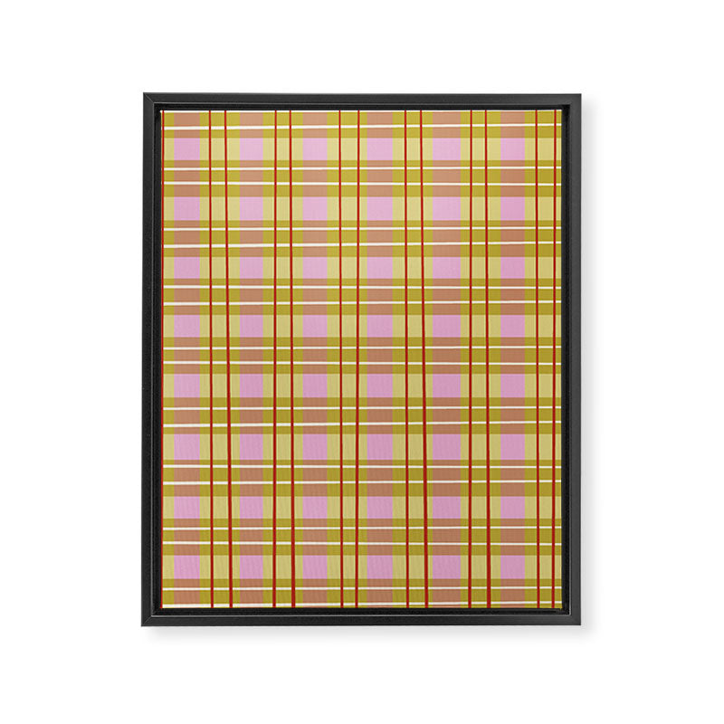 Modern Pastel Plaid Pattern  Soft Pink Olive and Beige Tartan Framed Canvas Print Gallery Image 8
