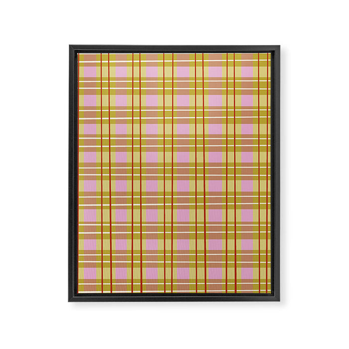 Modern Pastel Plaid Pattern  Soft Pink Olive and Beige Tartan Framed Canvas Print Gallery Image 1