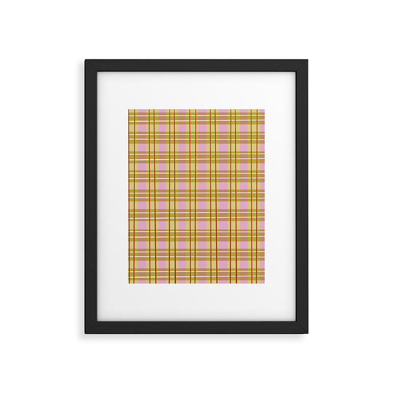 Modern Pastel Plaid Pattern  Soft Pink Olive and Beige Tartan Framed Art Print Gallery Image 6