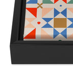 Modern Quilt Block Geometric Pattern Folk Art Patchwork Design in Bold Colors Framed Canvas Print Gallery Image 3