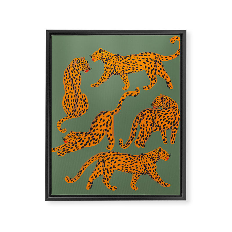 Modern Tigers with red lips illustration  Framed Canvas Print Gallery Image 8