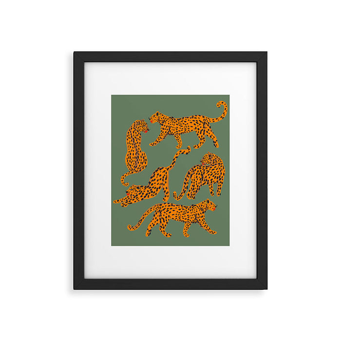 Modern Tigers with red lips illustration  Framed Art Print Gallery Image 1