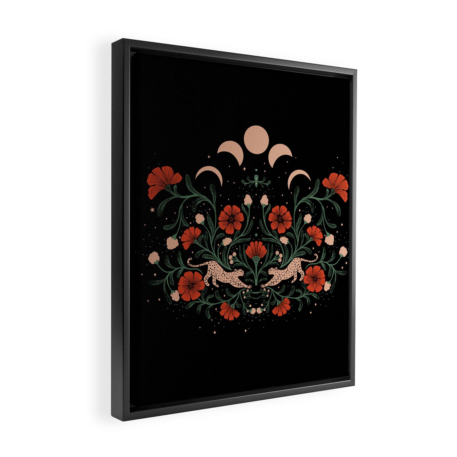 Modern tigers with red poppies Framed Canvas Print Gallery Image 2