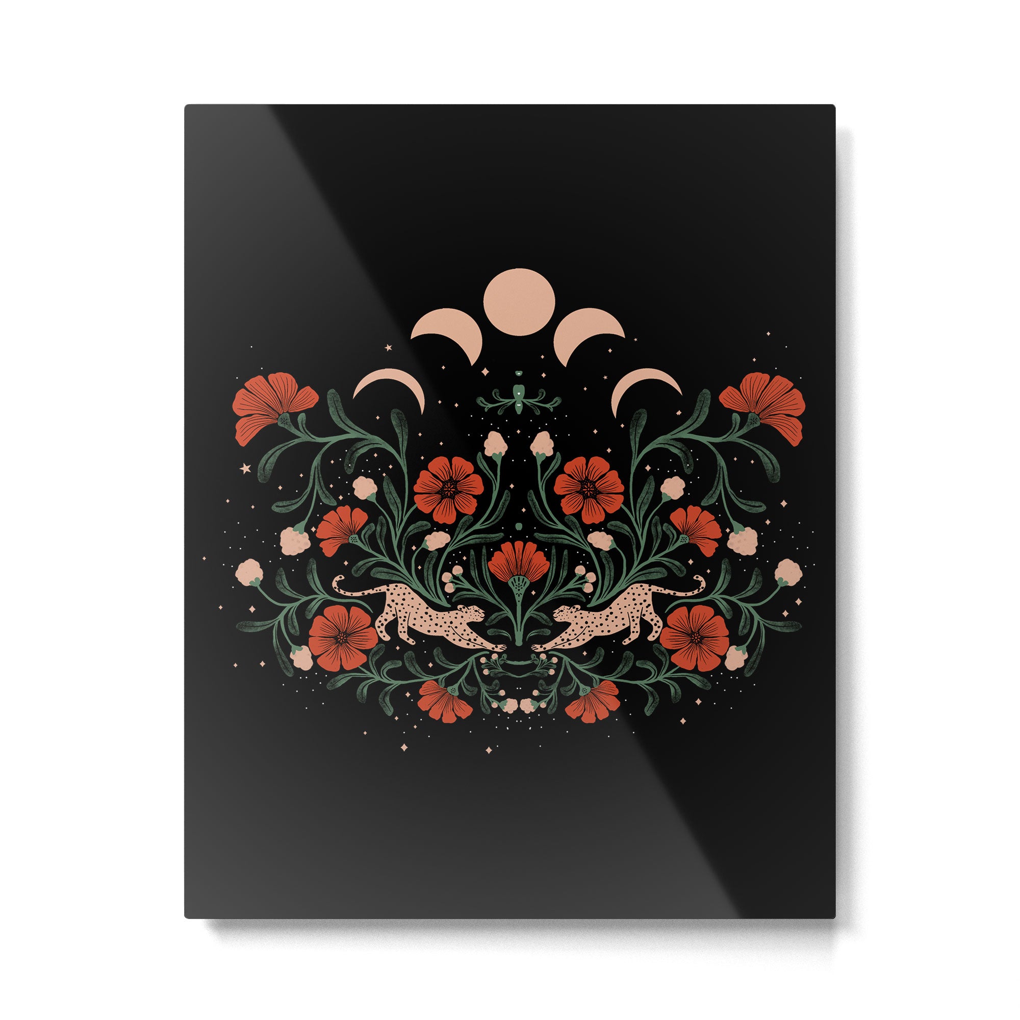 Modern tigers with red poppies Metal Print Gallery Image 6