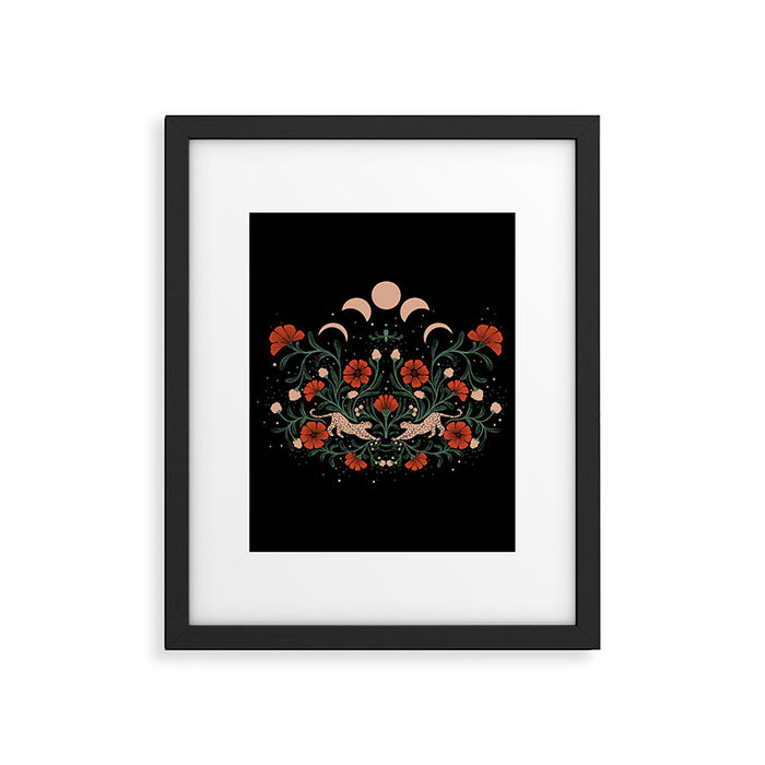 Modern tigers with red poppies Framed Art Print Gallery Image 1