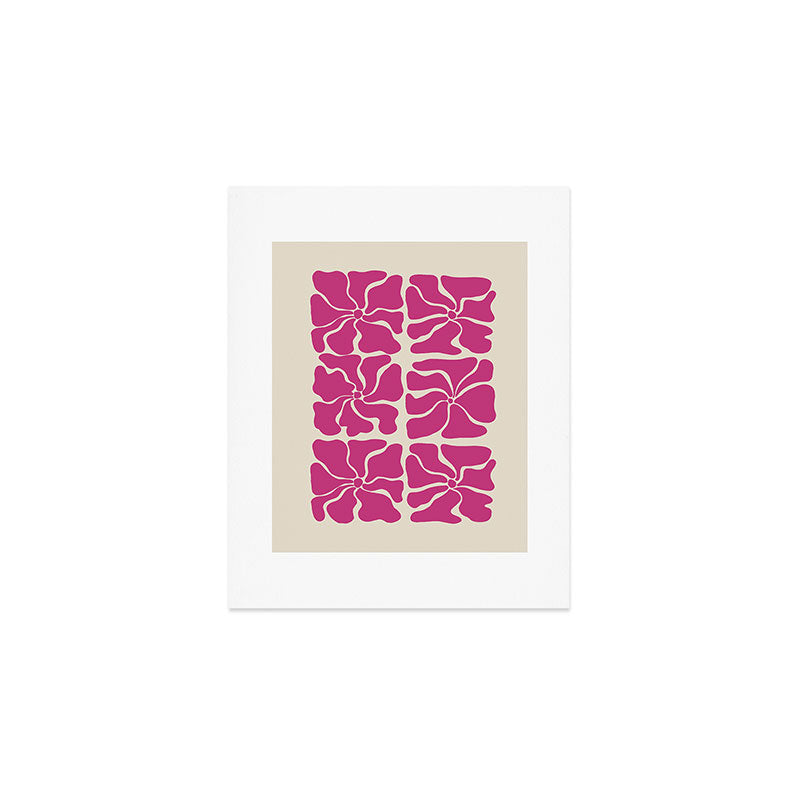 Monochrome fuchsia pink flowers Art Print Gallery Image 1