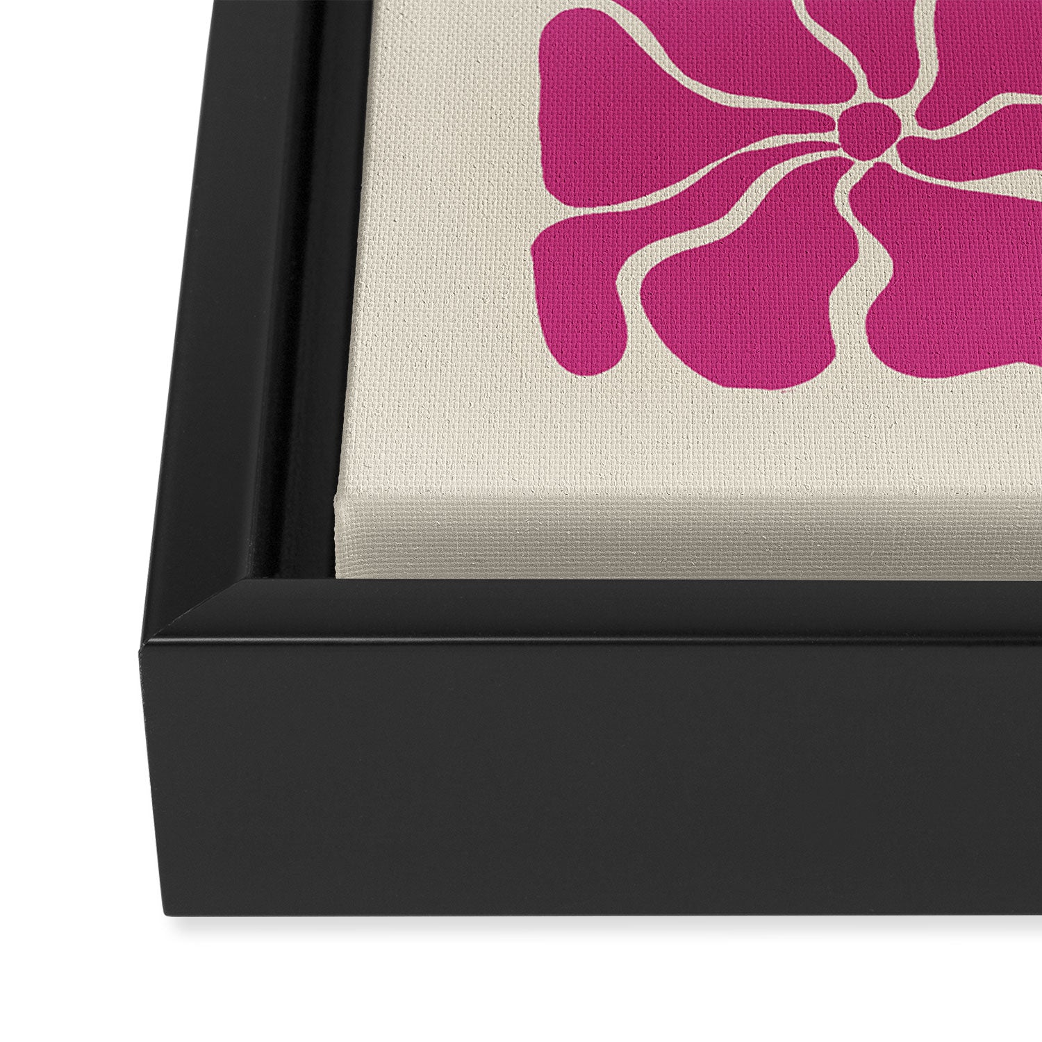 Monochrome fuchsia pink flowers Framed Canvas Print Gallery Image 3