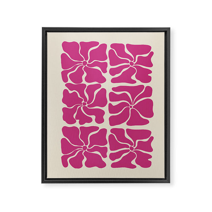 Monochrome fuchsia pink flowers Framed Canvas Print Gallery Image 1