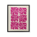 Monochrome fuchsia pink flowers Framed Canvas Print Gallery Image 8