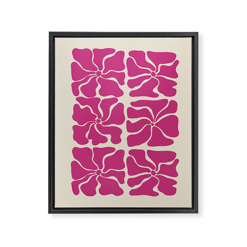 Monochrome fuchsia pink flowers Framed Canvas Print Gallery Image 8