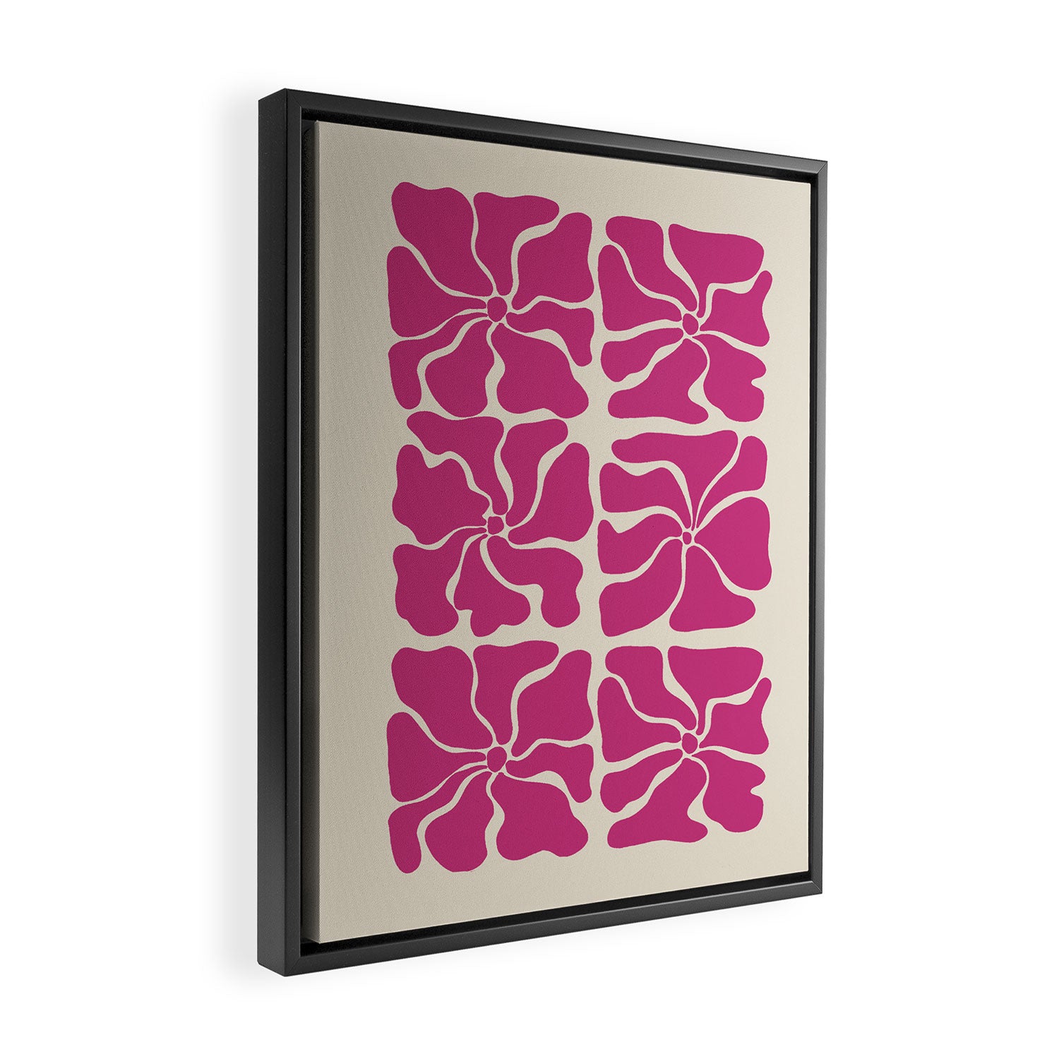 Monochrome fuchsia pink flowers Framed Canvas Print Gallery Image 2