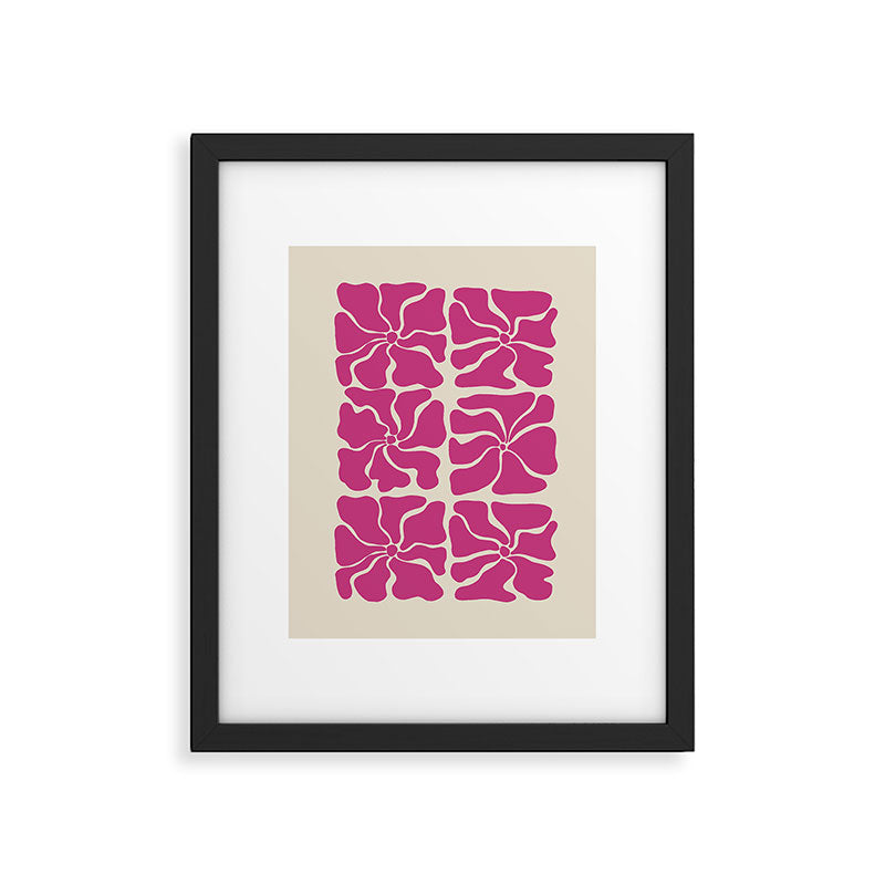 Monochrome fuchsia pink flowers Framed Art Print Gallery Image 6