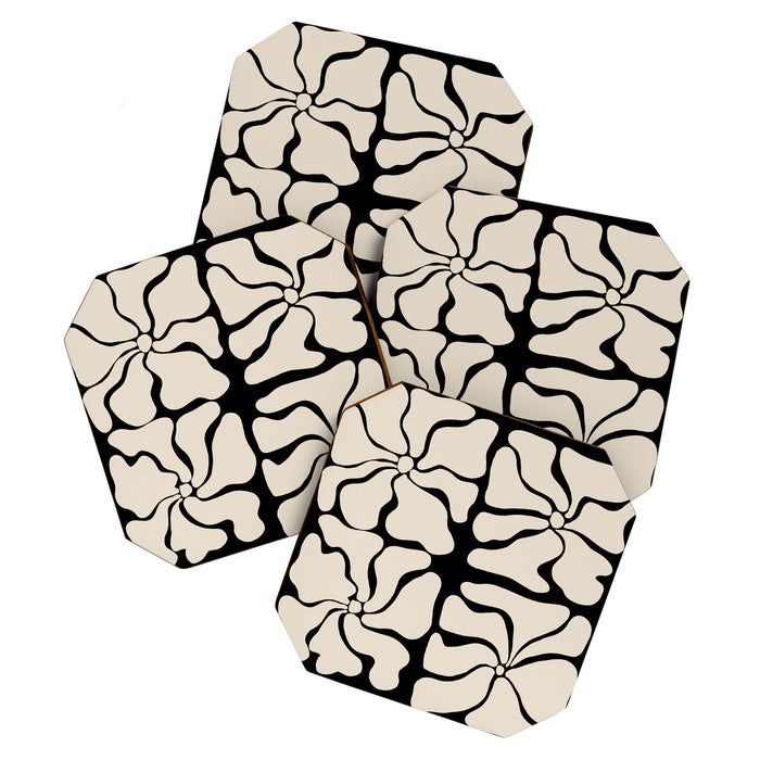 Monochrome Petal Mosaic Pattern Coaster Gallery Image 1