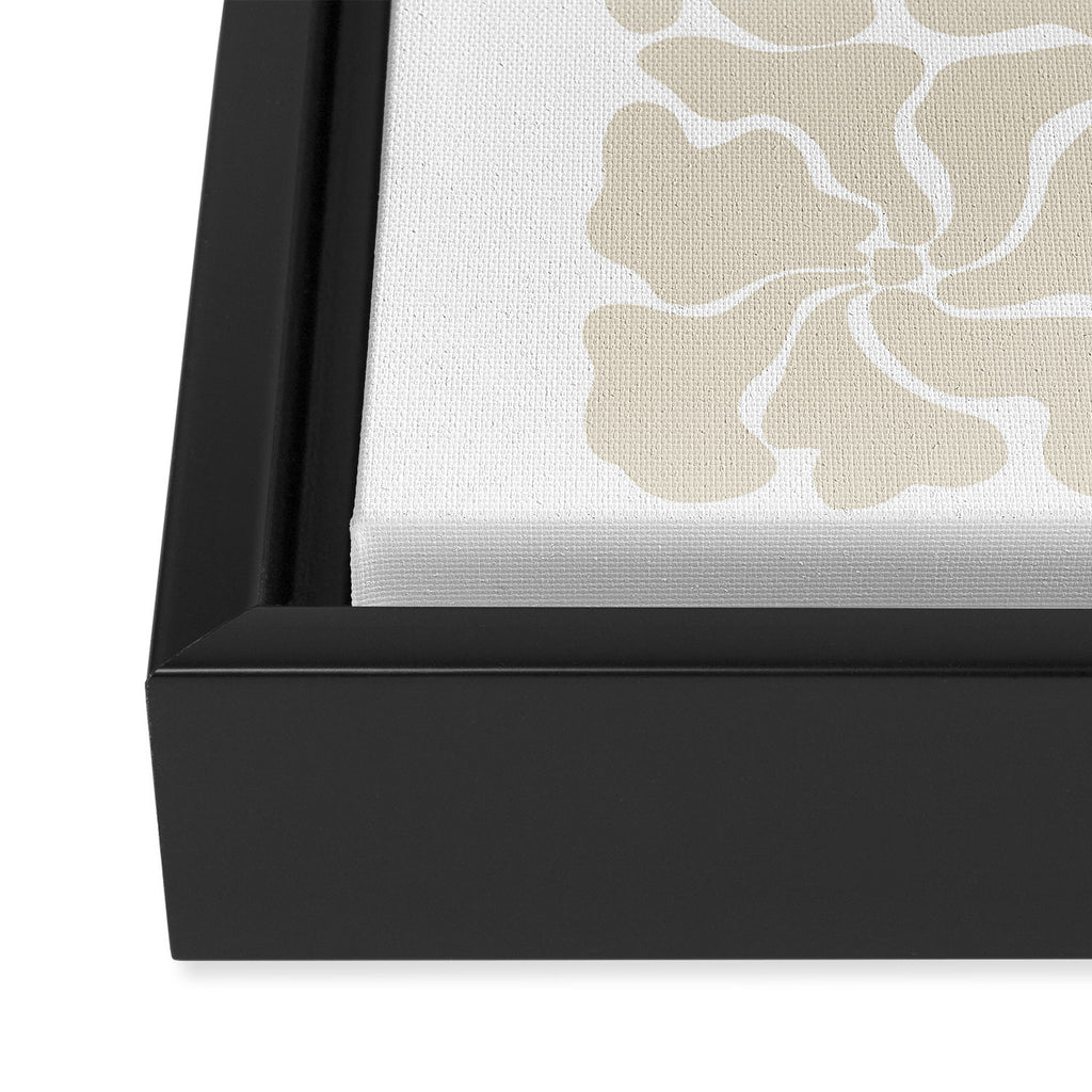 Monochrome Petal Mosaic Pattern Framed Canvas Print Gallery Image 3