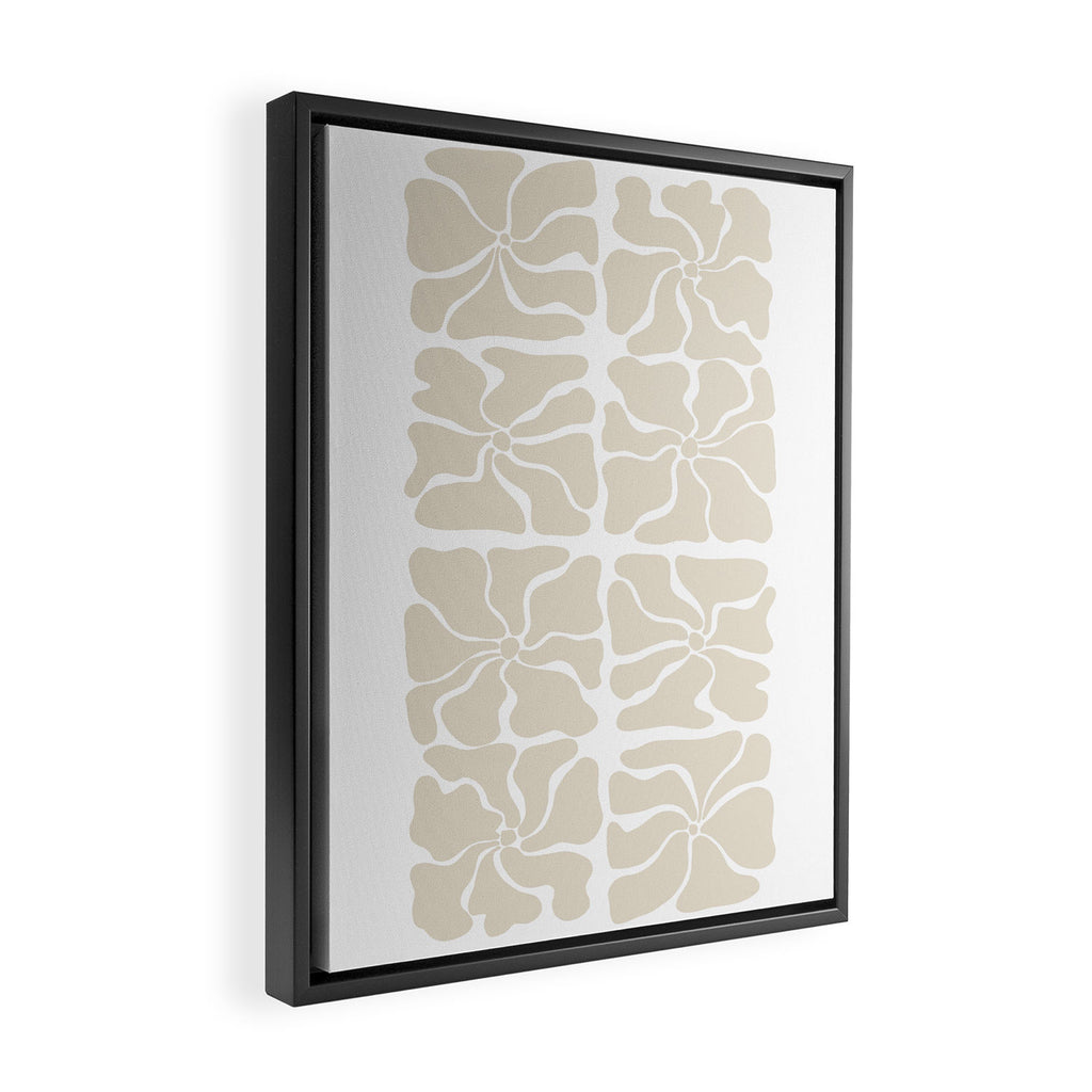 Monochrome Petal Mosaic Pattern Framed Canvas Print Gallery Image 2