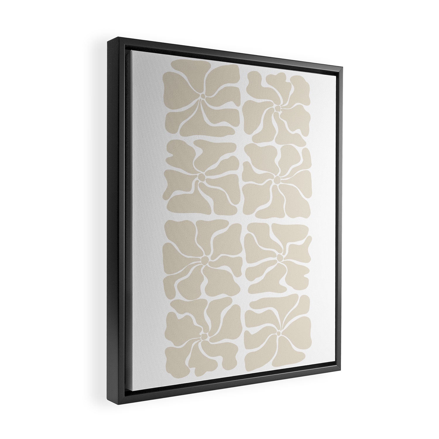 Monochrome Petal Mosaic Pattern Framed Canvas Print Gallery Image 2