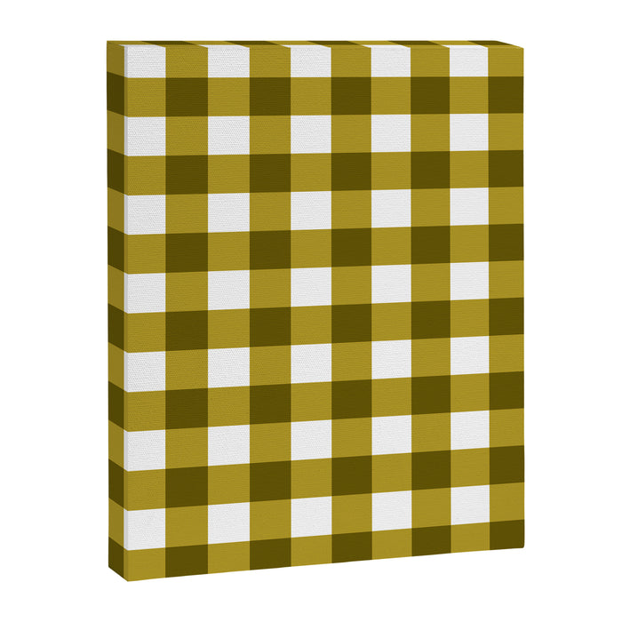 Mustard Olive Gingham Check Canvas Print Gallery Image 1