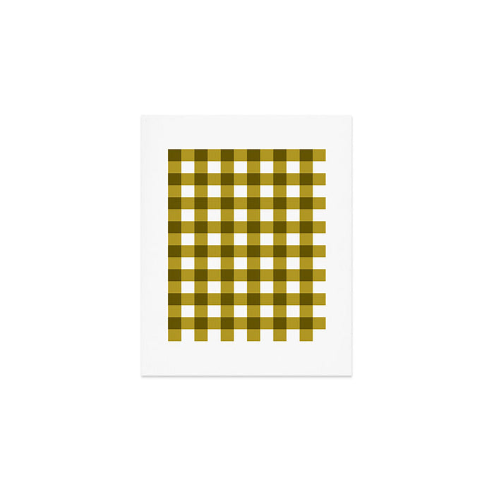 Mustard Olive Gingham Check Art Print Gallery Image 1