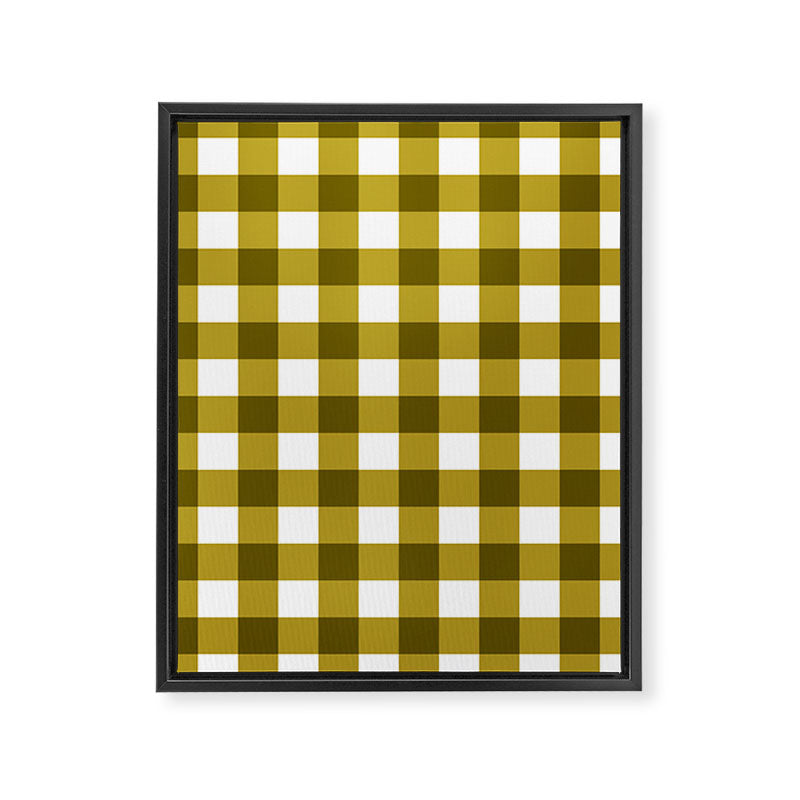 Mustard Olive Gingham Check Framed Canvas Print Gallery Image 8