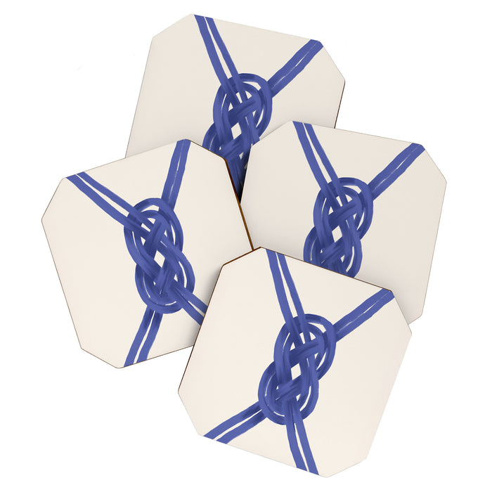 Nautical Knot Art Print  Minimalist Blue Rope Illustration Coaster Gallery Image 1