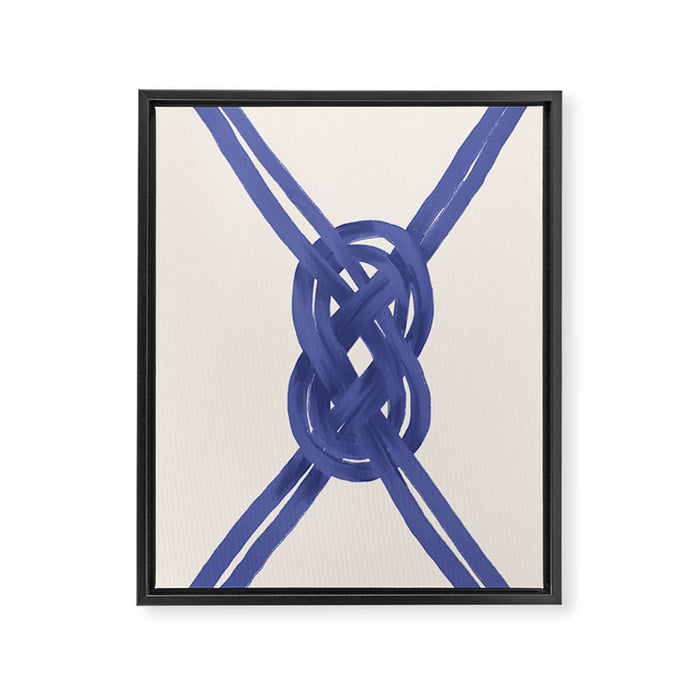 Nautical Knot Art Print  Minimalist Blue Rope Illustration Framed Canvas Print Gallery Image 1