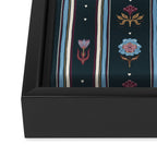 Navy Folk Floral Stripe Framed Canvas Print Gallery Image 3