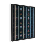 Navy Folk Floral Stripe Framed Canvas Print Gallery Image 2