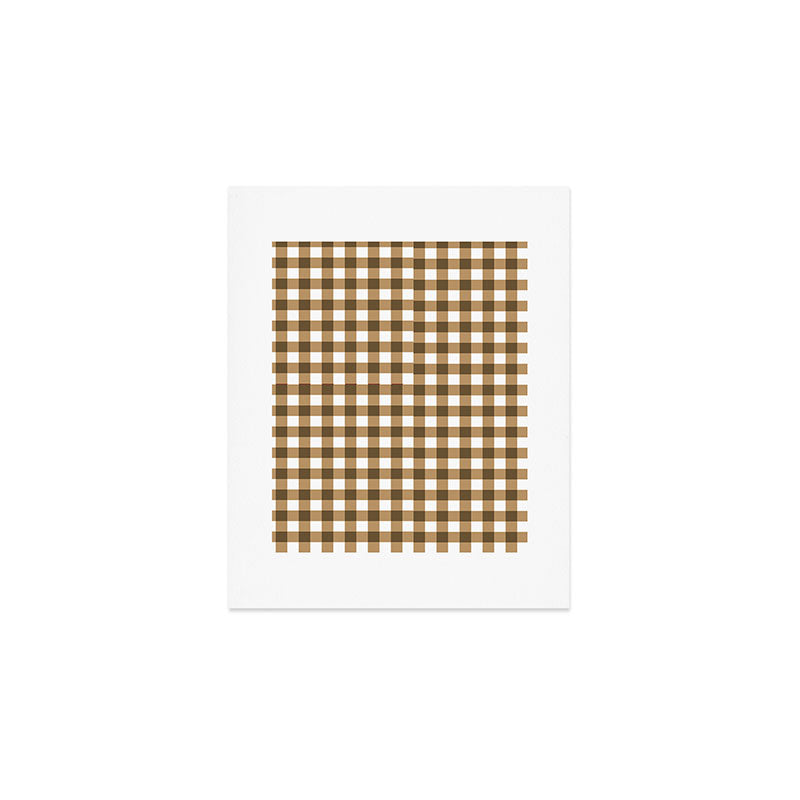 Neutral Tan Gingham Checkered Pattern Art Print Gallery Image 1