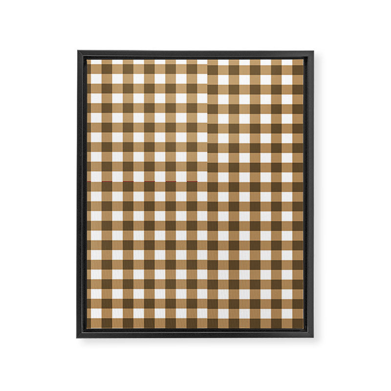 Neutral Tan Gingham Checkered Pattern Framed Canvas Print Gallery Image 8