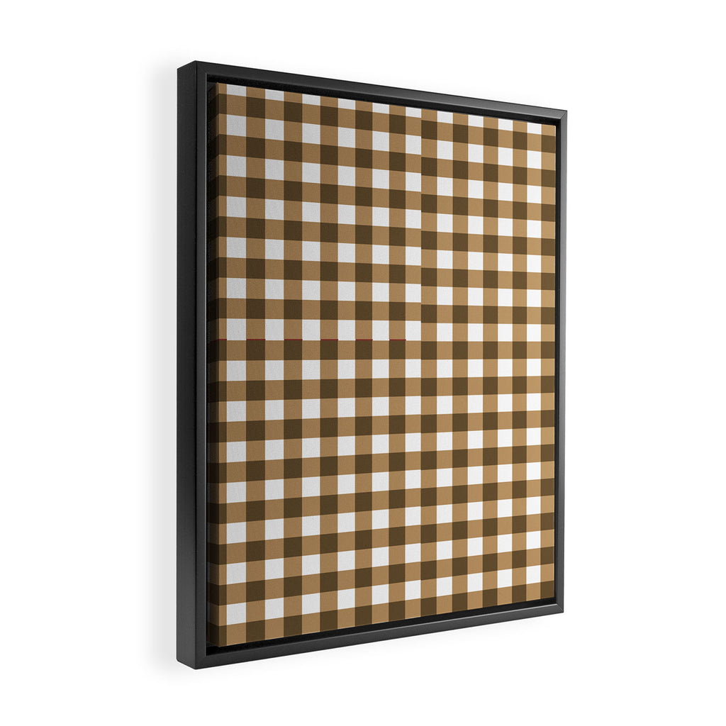 Neutral Tan Gingham Checkered Pattern Framed Canvas Print Gallery Image 2