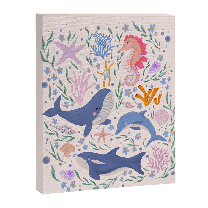 Ocean Whimsy: Charming Underwater Creatures Canvas Print Gallery Image 1