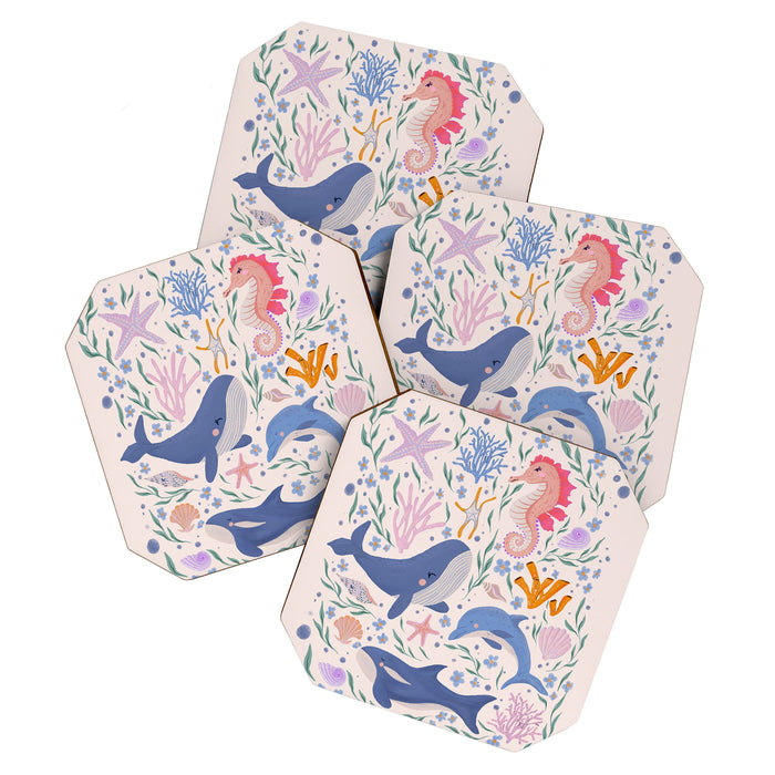 Ocean Whimsy: Charming Underwater Creatures Coaster Gallery Image 1