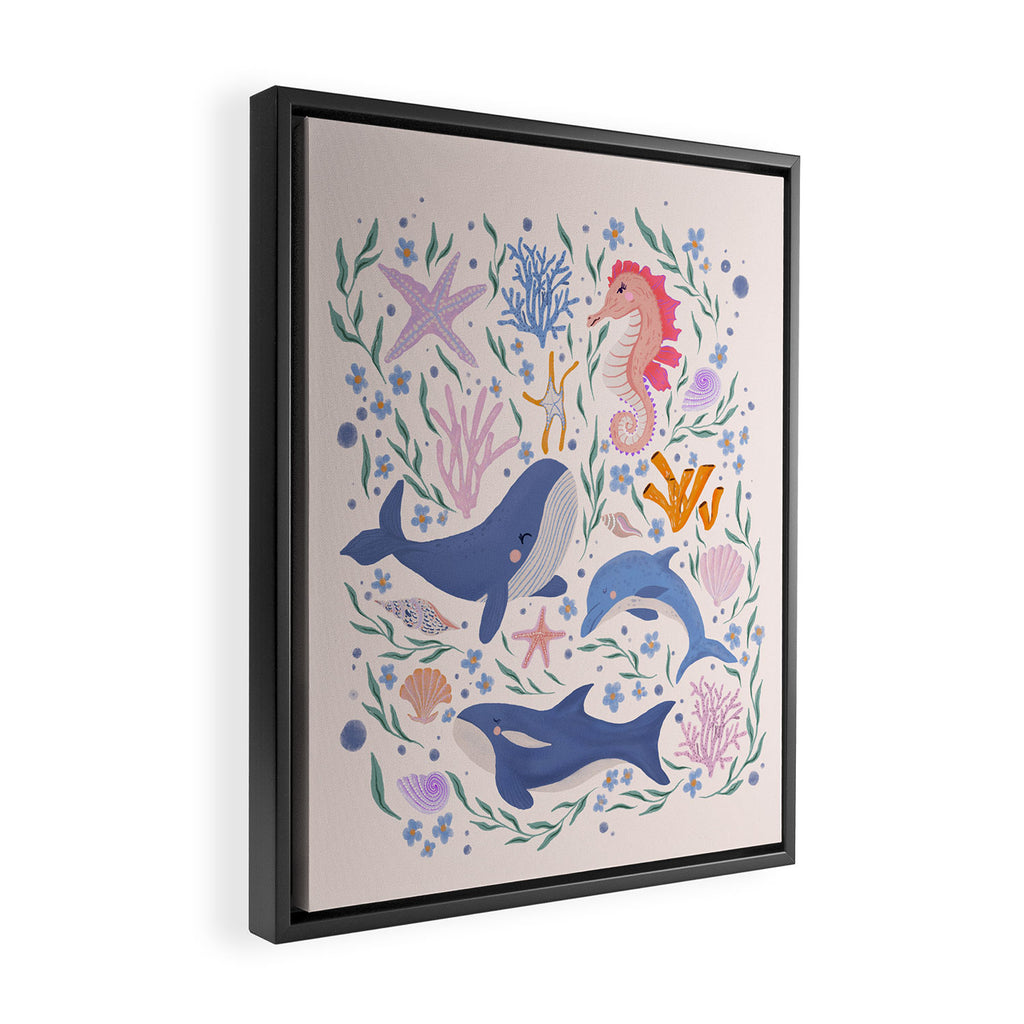 Ocean Whimsy: Charming Underwater Creatures Framed Canvas Print Gallery Image 2