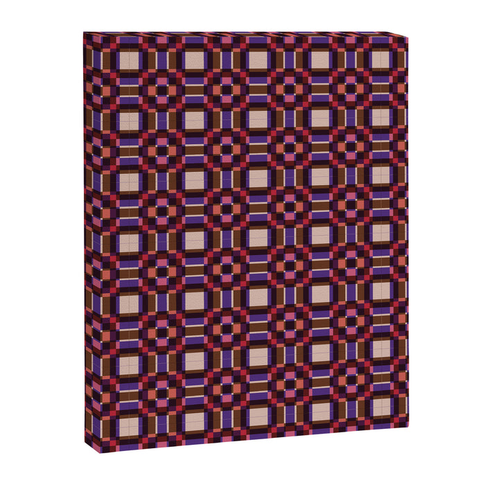 Optical Checkered Grid Pattern  Retro Illusion Design in Red Pink and Black Canvas Print Gallery Image 1