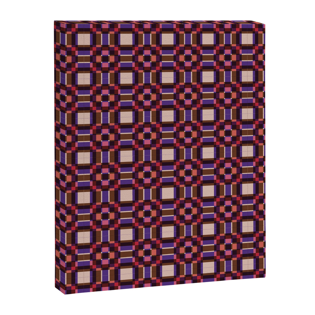 Optical Checkered Grid Pattern  Retro Illusion Design in Red Pink and Black Canvas Print Gallery Image 8