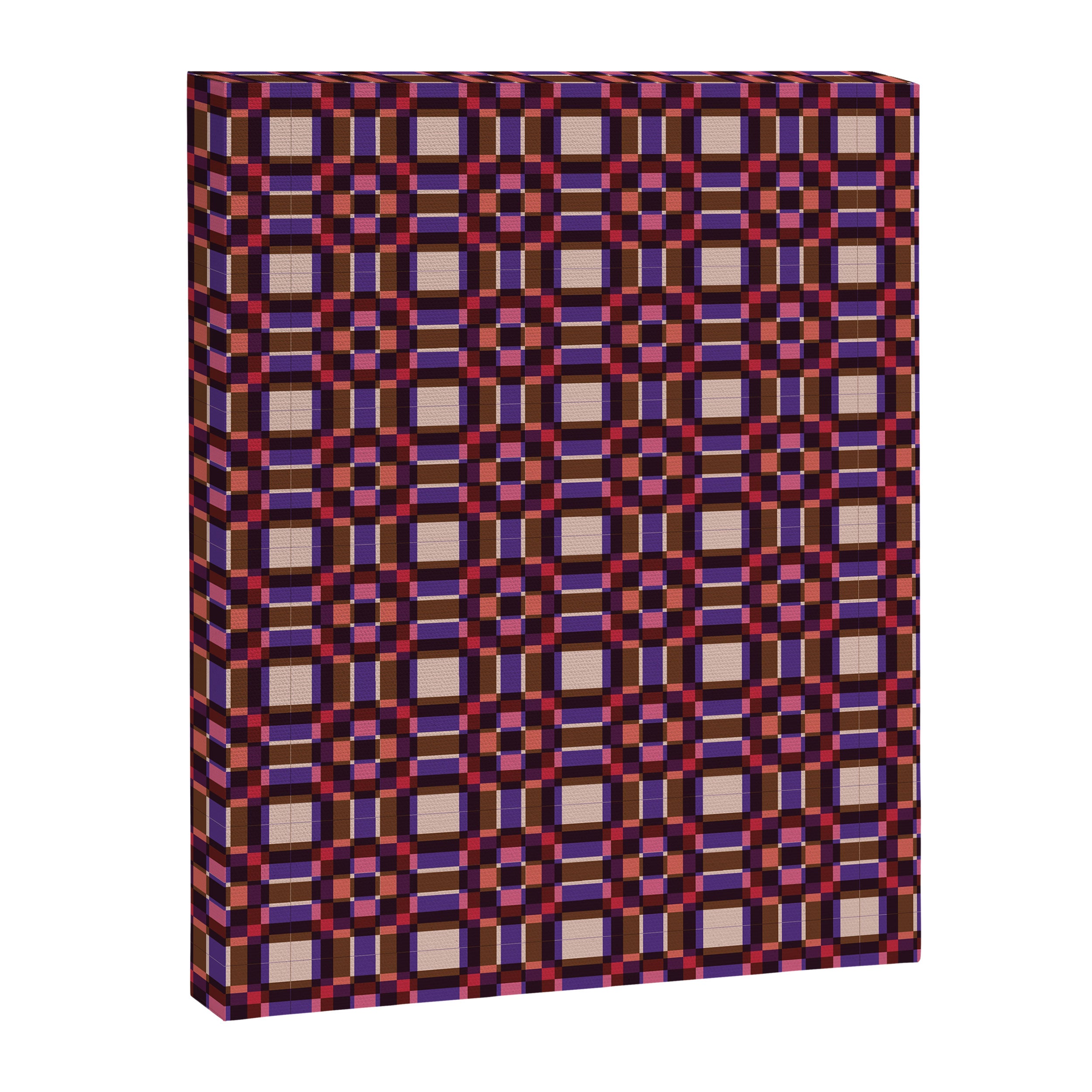 Optical Checkered Grid Pattern  Retro Illusion Design in Red Pink and Black Canvas Print Gallery Image 8