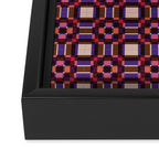 Optical Checkered Grid Pattern  Retro Illusion Design in Red Pink and Black Framed Canvas Print Gallery Image 3