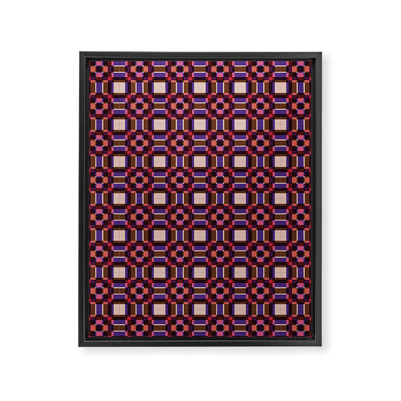 Optical Checkered Grid Pattern  Retro Illusion Design in Red Pink and Black Framed Canvas Print Gallery Image 8