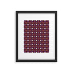 Optical Checkered Grid Pattern  Retro Illusion Design in Red Pink and Black Framed Art Print Gallery Image 6