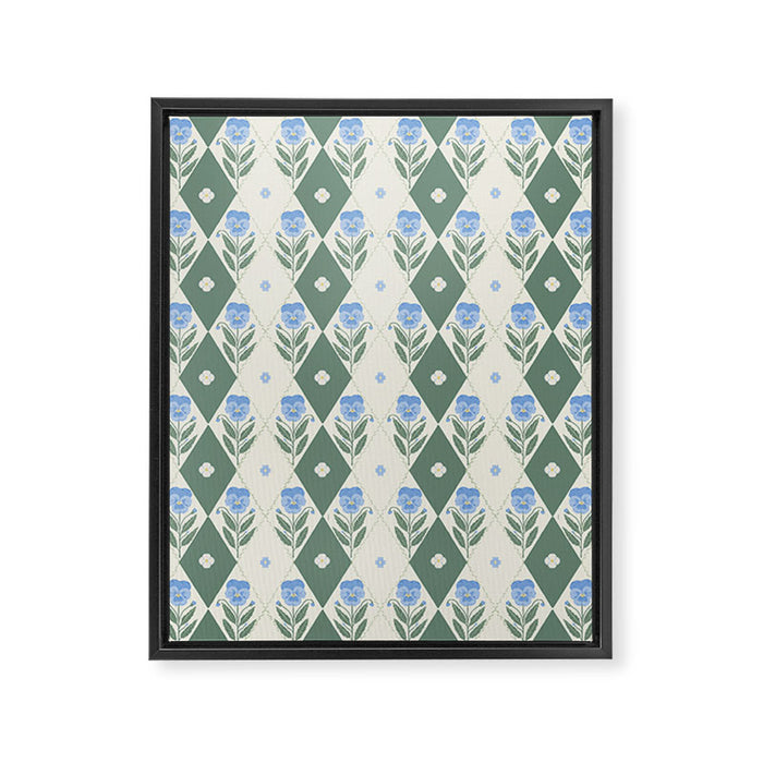 Pansy Diamond Floral Pattern Framed Canvas Print Gallery Image 1