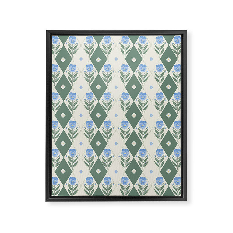 Pansy Diamond Floral Pattern Framed Canvas Print Gallery Image 8