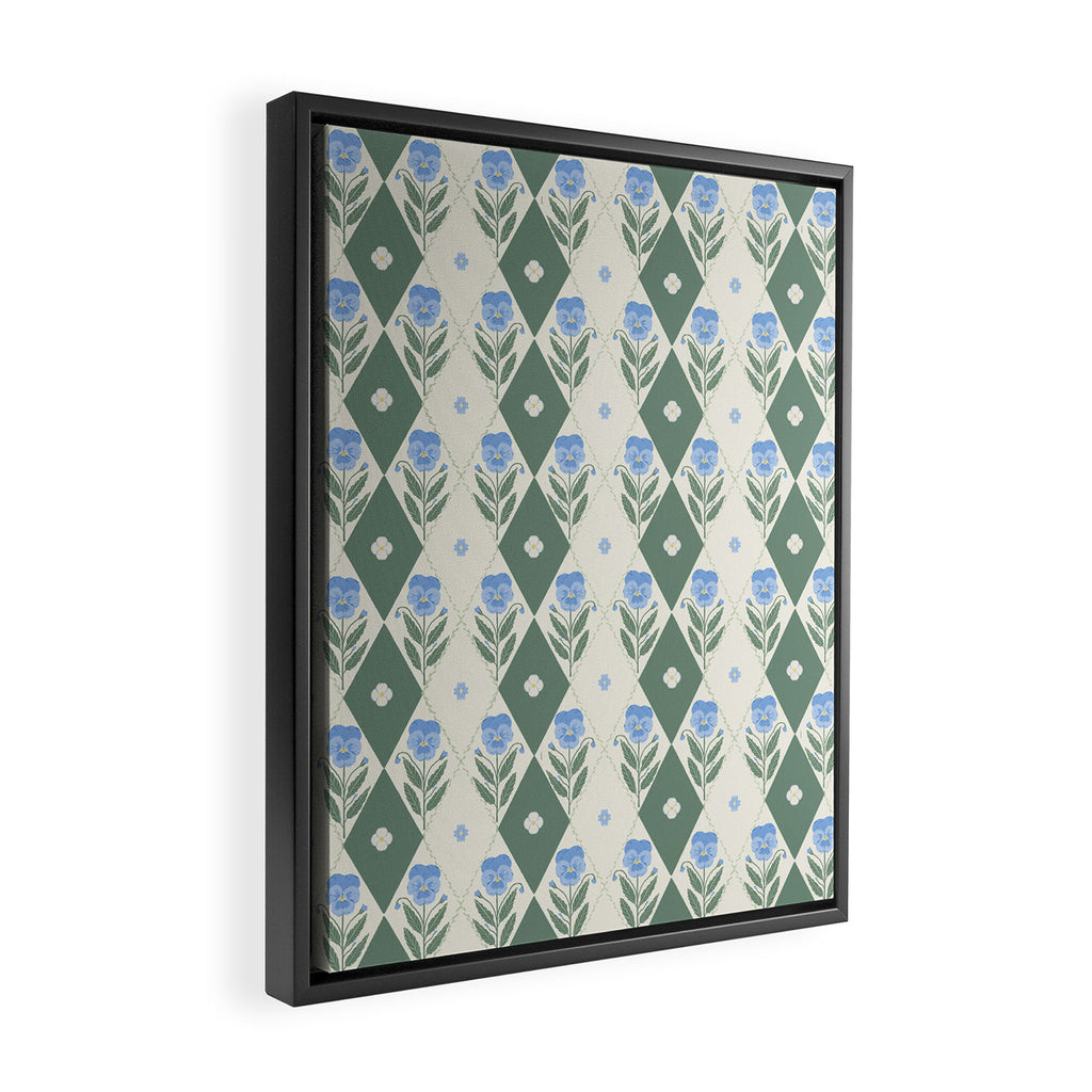 Pansy Diamond Floral Pattern Framed Canvas Print Gallery Image 2