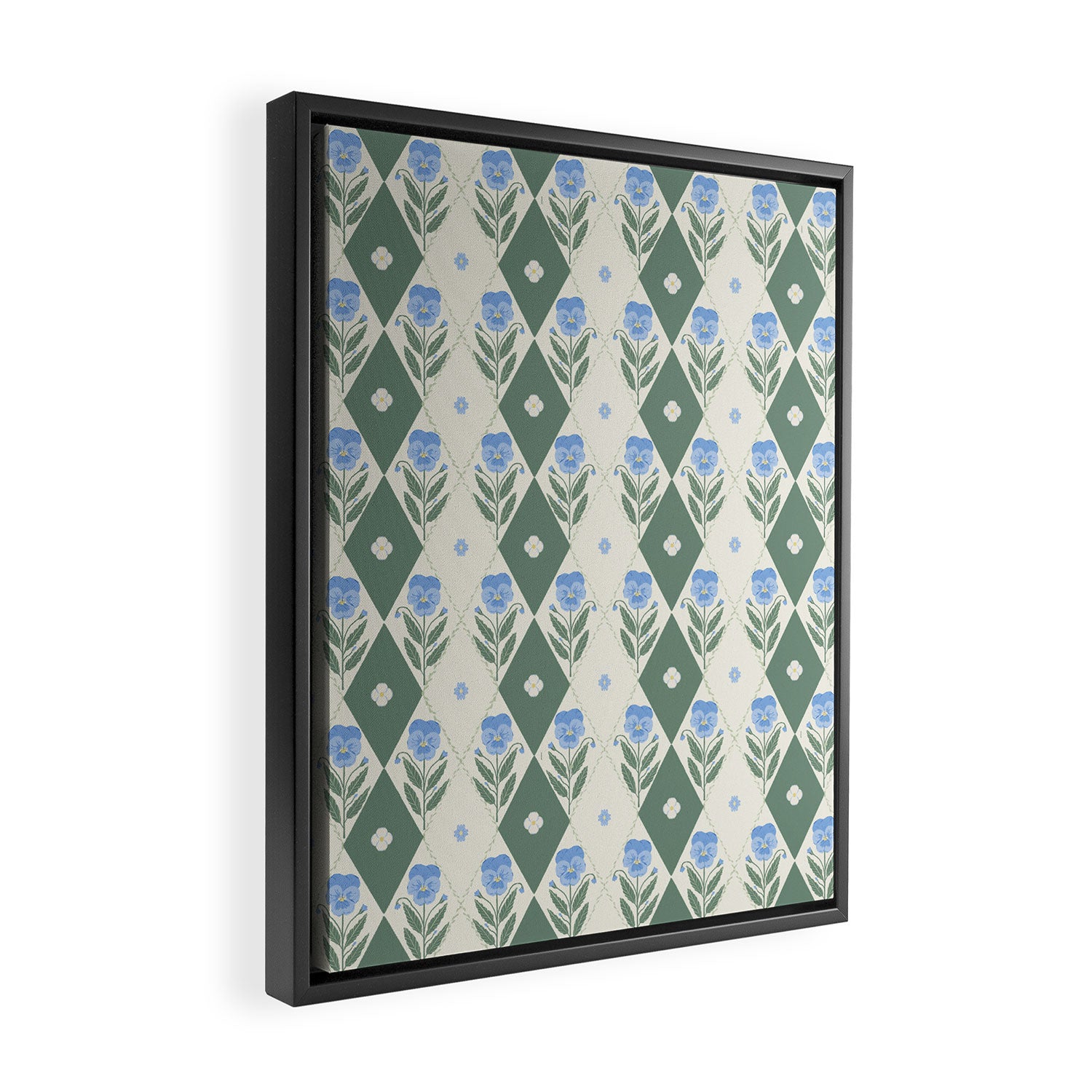 Pansy Diamond Floral Pattern Framed Canvas Print Gallery Image 2