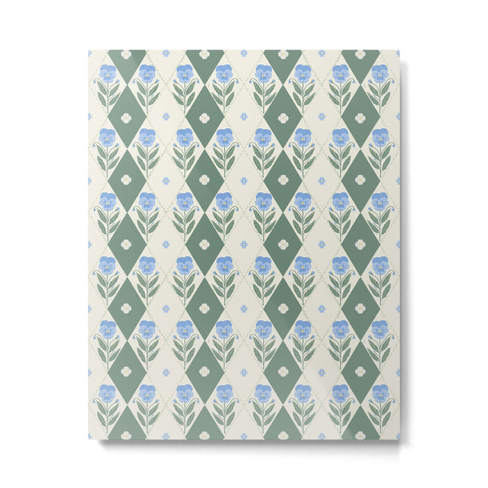 Pansy Diamond Floral Pattern Metal Print Gallery Image 1