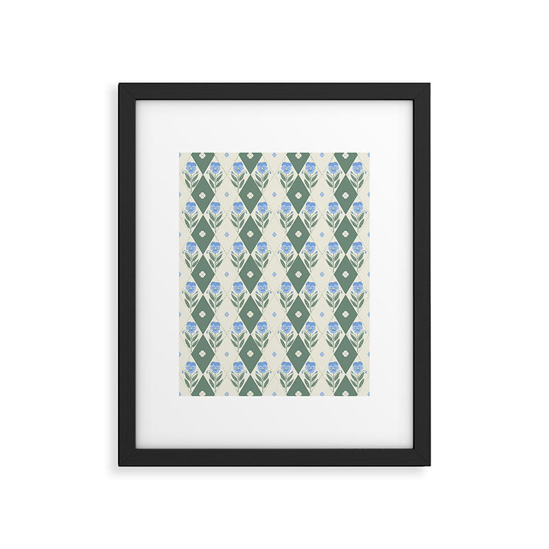 Pansy Diamond Floral Pattern Framed Art Print Gallery Image 6