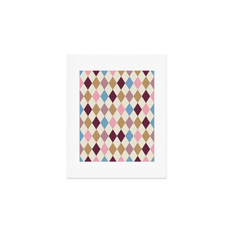 Pastel Retro Harlequin Diamonds Art Print Gallery Image 1